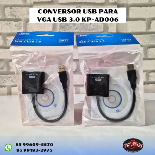 Conversor VGA para USB 3.0 KP-AD006 - Novo