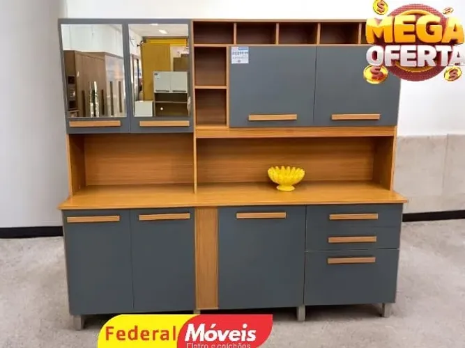 Cozinha GRAFITE 100% MDF 200cm (CAMPEAO EM VENDAS)