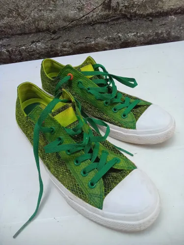 Tênis All Star Open Knit de coleção versão especial verde tricô trama 43