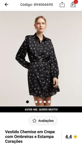 DESAPAEGO RENNER - VESTIDO CHEMISE NOVO