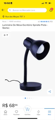 Luminária de mesa escritório