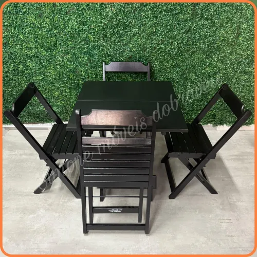 Conjunto Dobrável 70x70 com 4 cadeiras