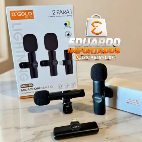 Microfone Sem Fio Lapela Duplo para iPhone Lightning