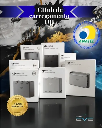 Hub de carregamento da DJI, 1. Homologadas pela Anatel. Lacrados e com Nota Fiscal.