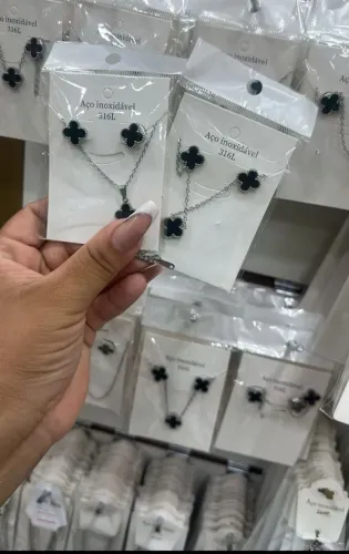 Kit colar com Brinco em aço inox
