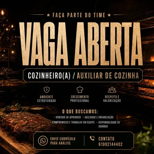 Vaga para Cozinheiro (a) e Aux de Cozinha