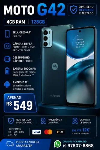 Motorola Moto G42 128GB 4GB RAM - Revisado - Ótimo Estado