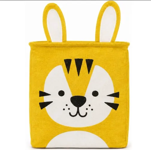 Cesto Organizador Infantil Dobrável para Brinquedos e Roupas Amarelo <br>