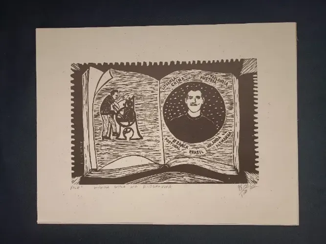 Xilogravura de Francorli - Francisco Correia Lima - 38x29cm
