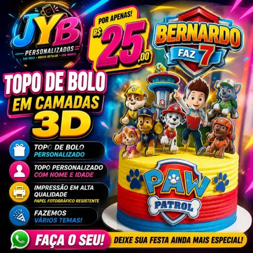 Topo de bolo Personalizado 