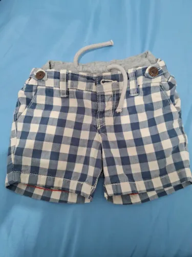 Shortinho Baby Gap Xadrez Azul - 6 a 12 meses