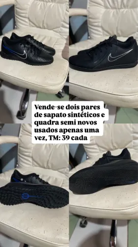 Vende-se 2 pares de sapatos, sintético e quadra.