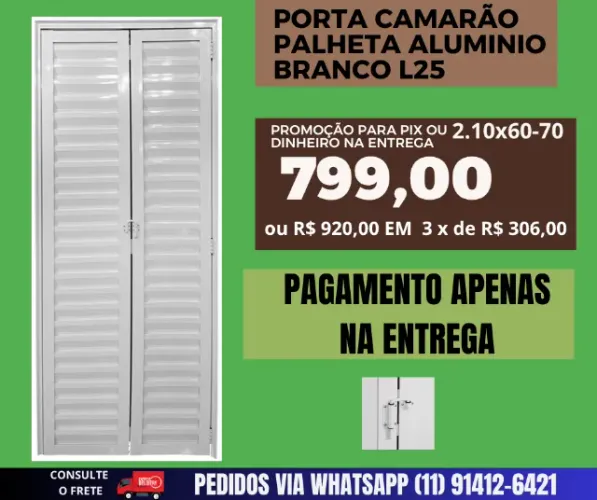 Porta Aluminio branco camarão 210X70 Lado