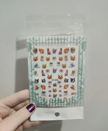 adesivo de unha nail arte gatos