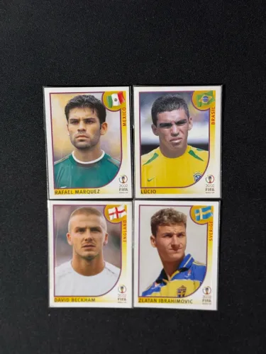 Lote 4 Figurinhas Copa 2002 - Beckham, Lúcio, Ibrahimovic