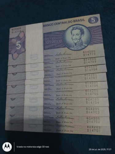 Cédulas antigas 10 unidades numeradas 