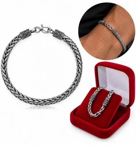 Pulseira Masculina Bali Trançada Prata 925 Estilo Premium