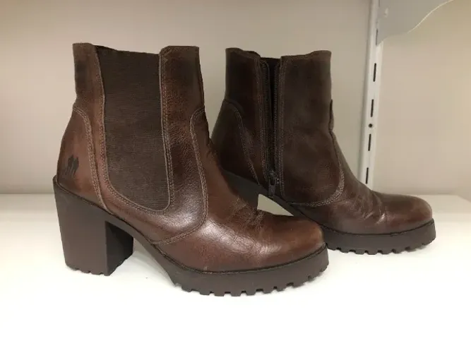 Bota Feminina Polo em Couro Legítimo Marrom - Cano Curto - Excelente Estado