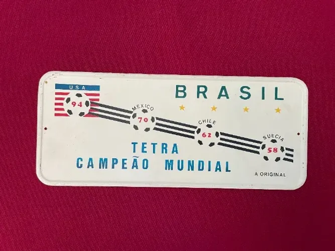 Placa Brasil Tetra Campeão do Mundo