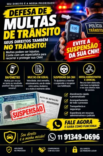 NÃO PERCA SUA CNH! DEFENDA-SE DAS MULTAS, BAFÔMETRO E SUSPENSÃO