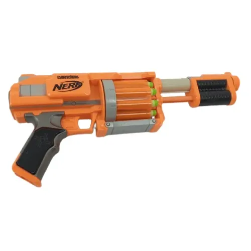 LANÇADOR NERF DART TAG COM TAMBOR ROTATIVO LARANJA - USADO