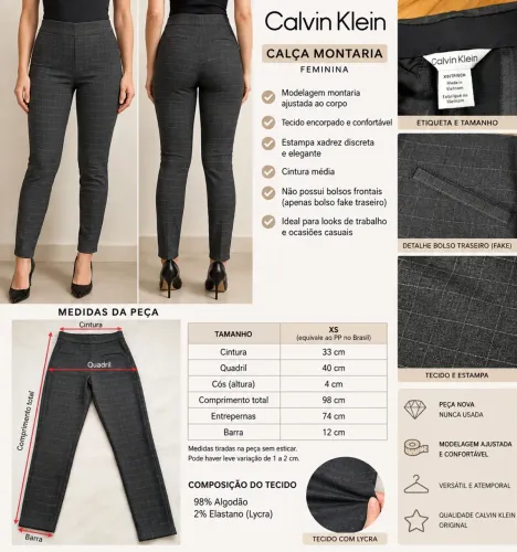 Calça montaria feminina quadriculada Calvin Klein 