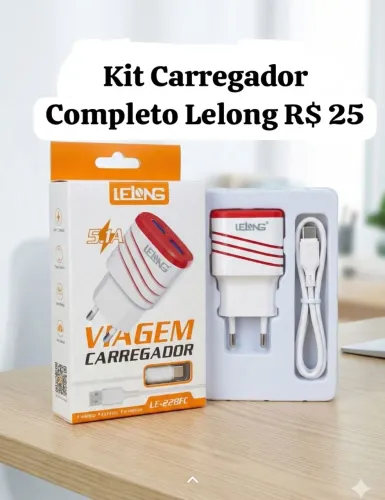 Kit Carregador Tipo C+ Cabo Lelong R$ 25