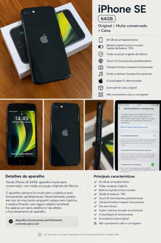 iPhone SE 64GB ? Original, muito conservado + caixa