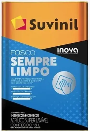Tinta Lavável Sempre Limpo Branco 18l Suvinil Acabamento Fosco