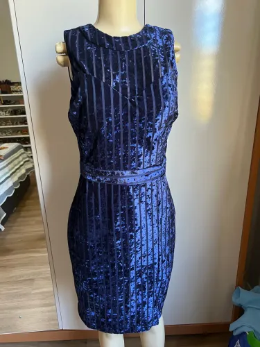 Vestido de festa em veludo azul - Bazar