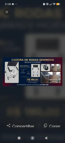 Vendo cadeira de banho semin nova