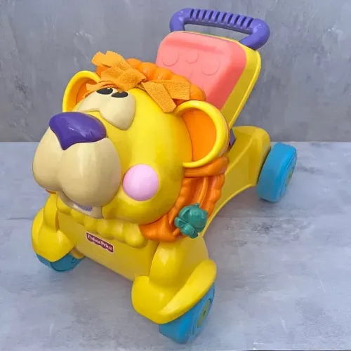 Andador Leãozinho Fisher Price - Carrinho Primeiros Passos Leão Musical Brinquedo Educativ