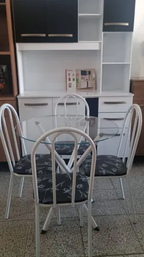 Mesa de Cozinha Quadrada e Redonda de Vidro com 4 Cadeiras Nova, Entrego
