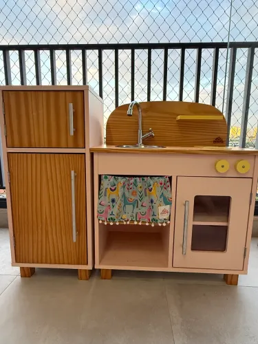 Kit Mini Cozinha e Geladeira Rosa | Ateliê Materno