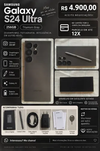 Samsung S24 Ultra, Semi-novo.