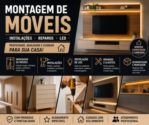 Montagem de Móveis | Instalações, Reparos e LED