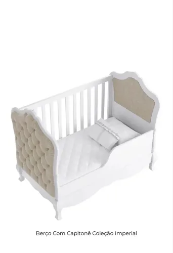 Berço Provençal Divicar + Colchão + Grade para Mini Cama