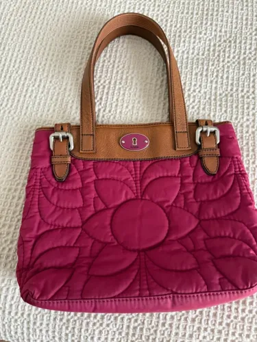 Bolsa Fossil Key-Per Rosa Matelassê com Couro - Original