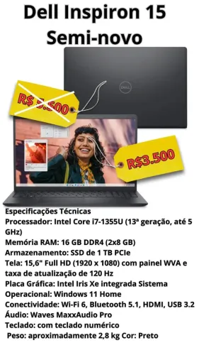 Notbook Dell Inspiron 15 i7+16gb