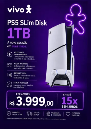PLAYSTATION 5 - 1 TB Mídia Física e Digital
