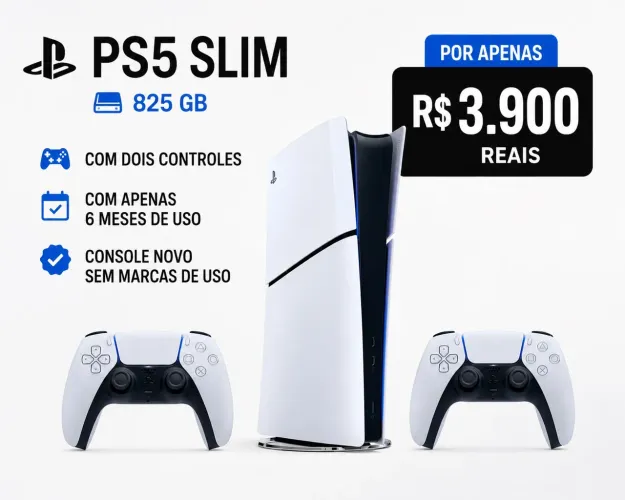 PlayStation 5 Slim 825 GB - com 2 Controles