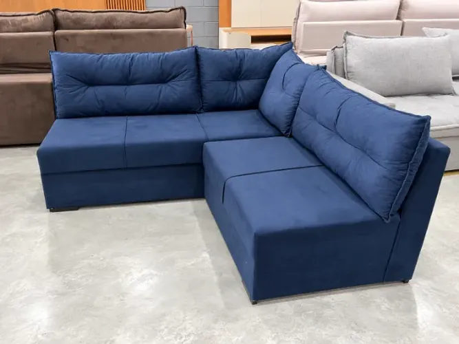 Sofá de Canto 5 Lugares Suede Azul OFERTA DE ÚLTIMA PEÇA