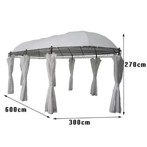 GAZEBO OVAL C/ CORT 3X6 BCO