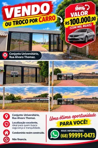 VENDO OU TROCO POR CARRO LOTE EM CONDOMÍNIO FECHADO - CONJUNTO UNIVERSITÁRIO