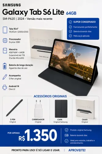 Samsung Tab s6 Lite - Versão mais recente