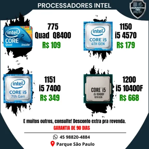 Processador de todas as gerações com garantia de loja