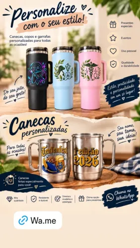 Garrafas e canecas personalizadas 