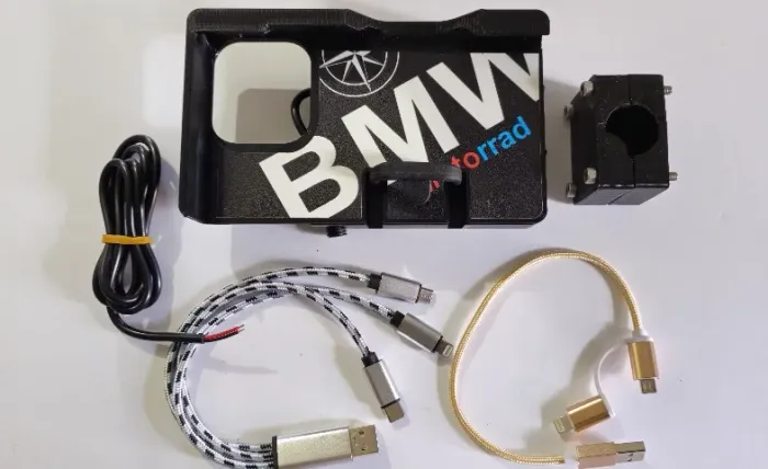 Suporte celular reforçado com usb e cabos - BMW