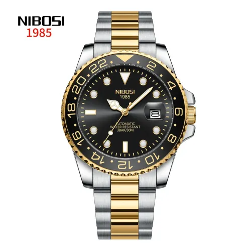 NIBOSI 2597 - Relógio Clássico/Luxo com Catraca Funcional e Data automática. <br>