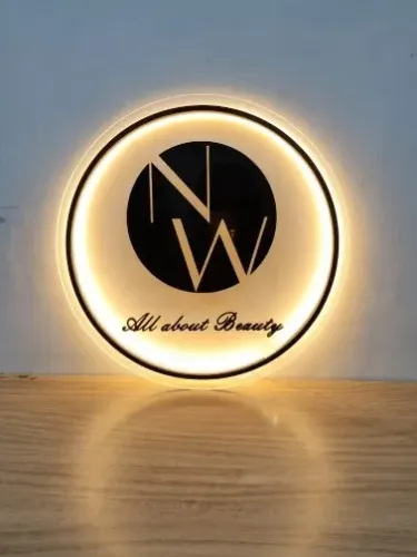 Logo Letreiro 70x70 Personalizado Em Acrílico Com Led Neon Redondo